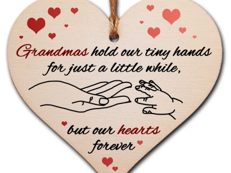 Handmade Wooden Hanging Heart Plaque Gift for Grandmas from Kids Babies Thoughtful Keepsake Supply