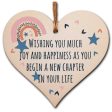 Handmade Wooden Hanging Heart Plaque Gift Joy and Happiness New Chapter Leaving Retirement Present Colleague Friend Card Alternative For Sale