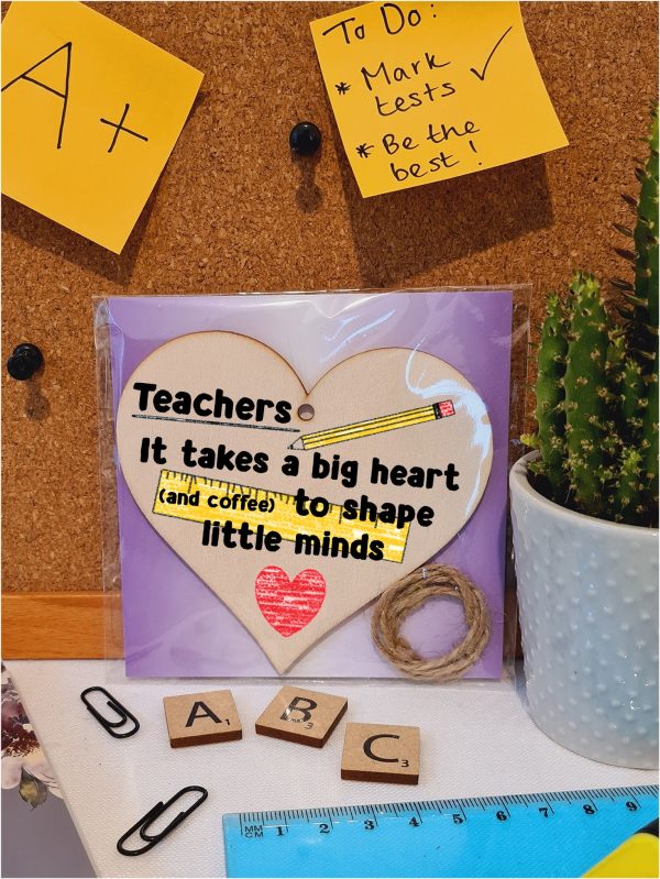 Handmade Wooden Hanging Heart Plaque Gift for a Great Teacher Funny Thank You Keepsake For Discount