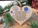 Handmade Wooden Christmas Hanging Heart Plaque Gift Missing you at Xmas Brother sentimental rememberance present tree decoration snowflake lost loved ones Supply