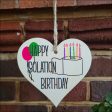 Handmade Wooden Hanging Heart Plaque Gift Happy Isolation Birthday novelty window wall hanger gift for absent friends and family funny keepsake sending birthday wishes and cheers Online Hot Sale