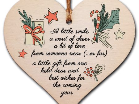 Handmade Wooden Hanging Heart Plaque Christmas Tree Bauble Sweet Poem Festive Wishes Card Alternative Long Distance Family Friends Fashion