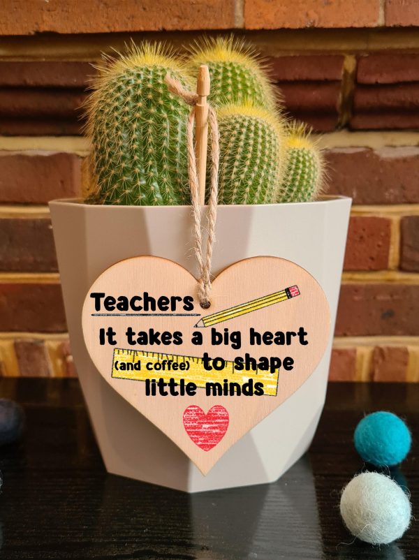 Handmade Wooden Hanging Heart Plaque Gift for a Great Teacher Funny Thank You Keepsake For Discount