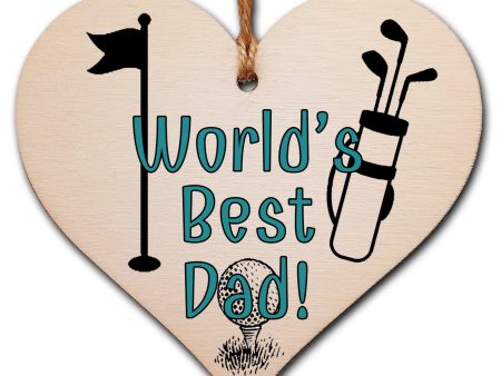 Handmade Wooden Hanging Heart Plaque Gift for Dad this Fathers Day Novelty Fun Thoughtful Keepsake for Golf Fan For Cheap