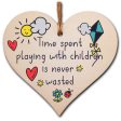 Handmade Wooden Hanging Heart Plaque Gift Time Playing With Children Inspirational Wall Hanger Card Alternative Mother Family Fashion