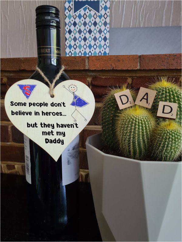 Handmade Wooden Hanging Heart Plaque Gift for Daddy Novelty Funny Keepsake Online Hot Sale