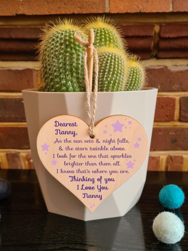 Handmade Wooden Hanging Heart Plaque Gift to remember Nanny Loving Thoughtful Remembrance Keepsake Online Hot Sale