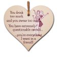 Handmade Wooden Hanging Heart Plaque Gift You re everything I want in a friend novelty alcohol funny window wall hanger absent friends friendship keepsake For Discount