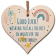 Handmade Wooden Hanging Heart Plaque Gift Good Luck Best Future Leaving Retirement Present Colleague Neighbour Card Alternative Supply