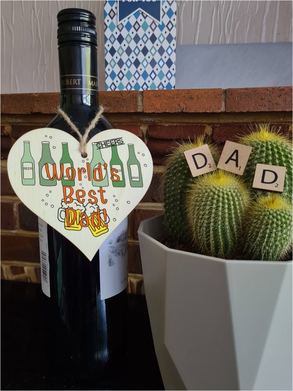 Handmade Wooden Hanging Heart Plaque Gift for Dad this Fathers Day Novelty Fun Thoughtful Keepsake for Beer Fan Online