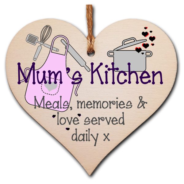 Handmade Wooden Hanging Heart Plaque Gift for Mum Thoughtful Keepsake for Kitchen Baking Cooking Fan Online now