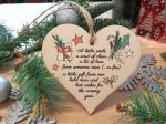 Handmade Wooden Hanging Heart Plaque Christmas Tree Bauble Sweet Poem Festive Wishes Card Alternative Long Distance Family Friends Fashion