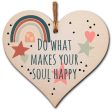 Handmade Wooden Hanging Heart Plaque Gift Make Your Soul Happy Inspirational Wall hanger Motivational Friendship Card Alternative Online