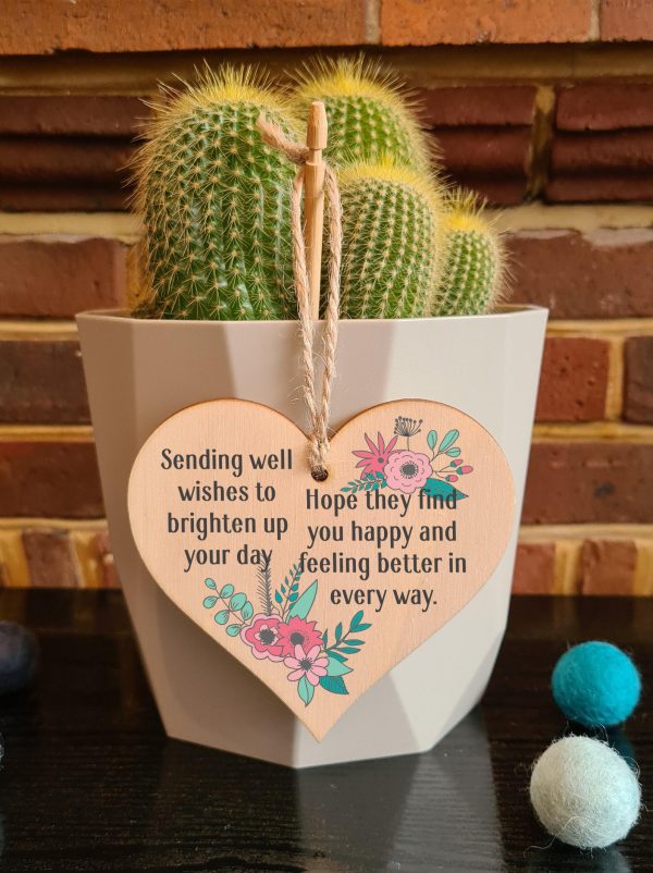 Handmade Wooden Hanging Heart Plaque Gift to Say Sorry Commiserations Sympathy Card Alternative For Sale