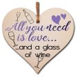 Handmade Wooden Hanging Heart Plaque Gift for Wine Lovers Novelty Funny Keepsake Sale