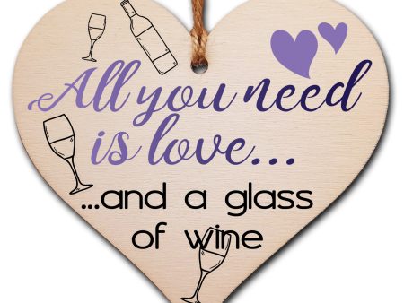 Handmade Wooden Hanging Heart Plaque Gift for Wine Lovers Novelty Funny Keepsake Sale