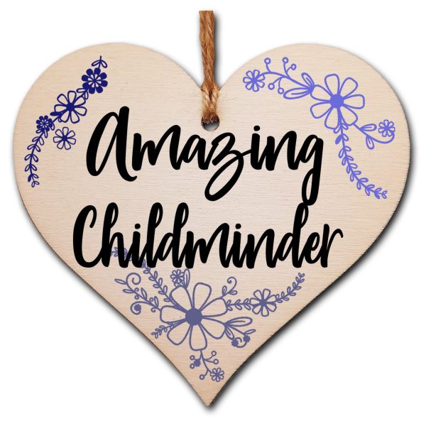 Handmade Wooden Hanging Heart Plaque Gift for a Amazing Childminder Thank You Keepsake Fashion