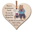 Handmade Wooden Hanging Heart Plaque Gift Cheers to low maintenance friends long distance friendship miss you present cute window wall hanger absent friend cute hand drawn design For Cheap