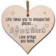 Handmade Wooden Hanging Heart Plaque Gift Life Unexpected Love Home Inspirational Wall Hanger Card Alternative Friendship Family Online Hot Sale