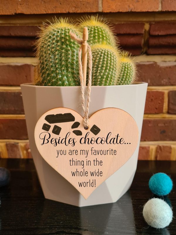 Handmade Wooden Hanging Heart Plaque Gift for Chocolate Lovers Romantic present for Boyfriend For Discount