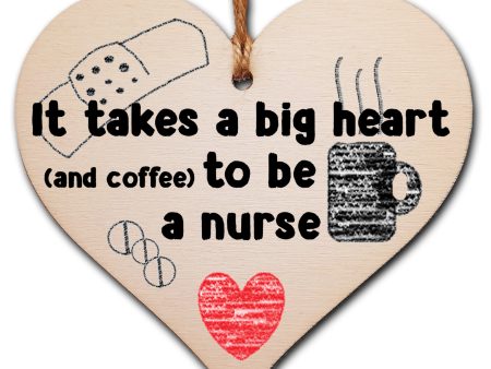 Handmade Wooden Hanging Heart Plaque Gift for a Great Nurse Funny Thank You Keepsake on Sale