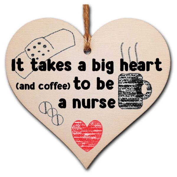 Handmade Wooden Hanging Heart Plaque Gift for a Great Nurse Funny Thank You Keepsake on Sale