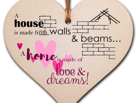 Handmade Wooden Hanging Heart Plaque Gift House Walls Home Love Dreams Inspirational Wall Hanger Card Alternative Friendship Family Online Sale