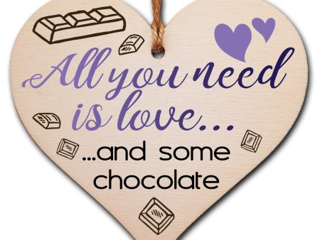 Handmade Wooden Hanging Heart Plaque Gift for Chocolate Lovers Novelty Funny Keepsake Discount