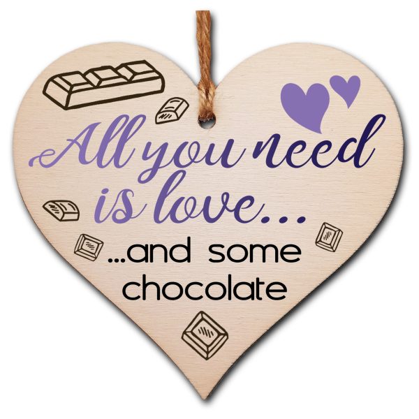 Handmade Wooden Hanging Heart Plaque Gift for Chocolate Lovers Novelty Funny Keepsake Discount