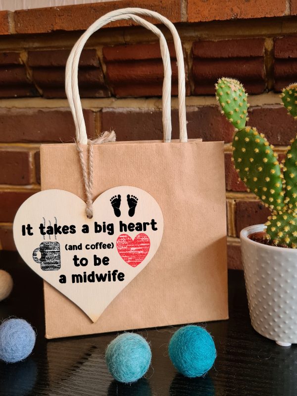 Handmade Wooden Hanging Heart Plaque Gift for a Great Midwife Funny Thank You Keepsake Online Hot Sale