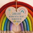 Handmade Wooden Hanging Heart Plaque Gift Good Luck Best Future Leaving Retirement Present Colleague Neighbour Card Alternative Supply