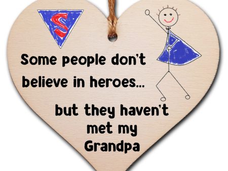 Handmade Wooden Hanging Heart Plaque Gift for Grandpa Novelty Funny Keepsake For Cheap