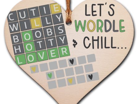 Handmade Wooden Hanging Heart Plaque Gift Lets Wordle and Chill Funny Rude Play on Words Boyfriend Girlfriend Hot on Sale