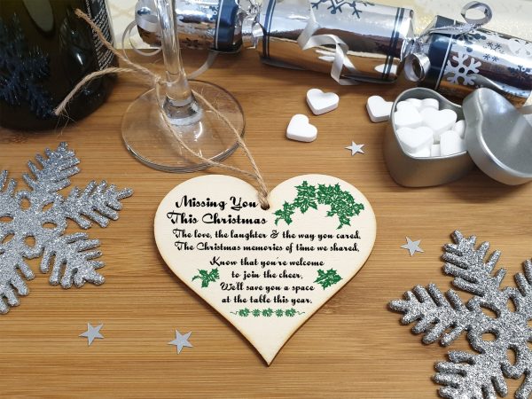 Handmade Wooden Hanging Heart Plaque Gift to Remember Lost Loved Ones at Christmas Hot on Sale