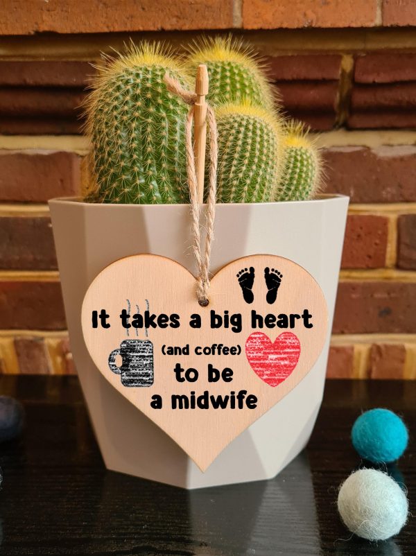 Handmade Wooden Hanging Heart Plaque Gift for a Great Midwife Funny Thank You Keepsake Online Hot Sale