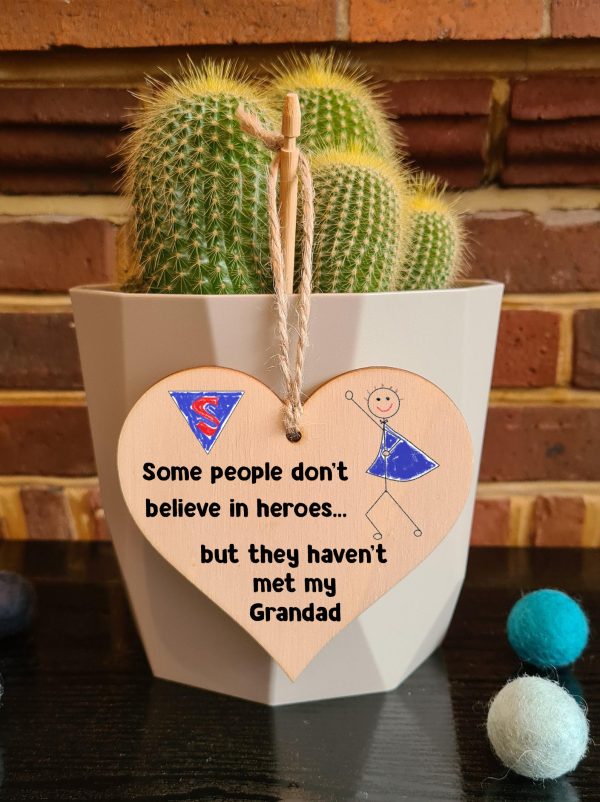 Handmade Wooden Hanging Heart Plaque Gift for Grandad Novelty Funny Keepsake Online Hot Sale