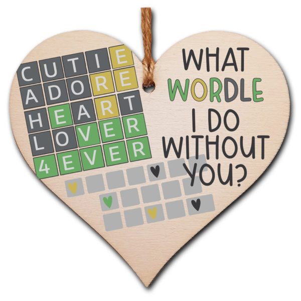 Handmade Wooden Hanging Heart Plaque Gift What Would I Do Without You Wordle Funny Cute Play on Words For Cheap