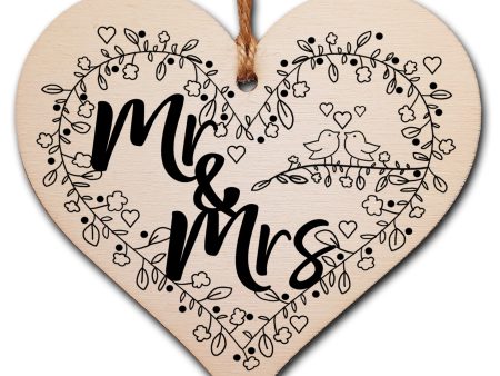 Handmade Wooden Hanging Heart Plaque Gift to Congratulate the Newlyweds Personalised Wedding Keepsake For Discount