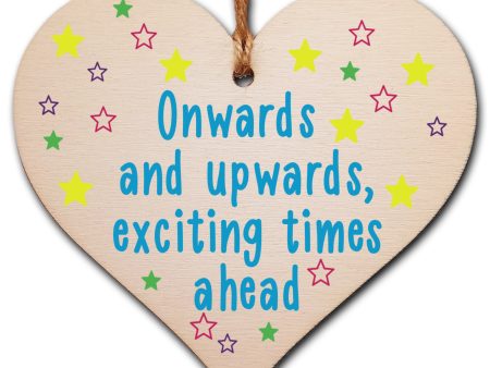 Handmade Wooden Hanging Heart Plaque Gift Exciting Times Ahead Leaving Present Work Colleague Friend Card Alternative For Sale