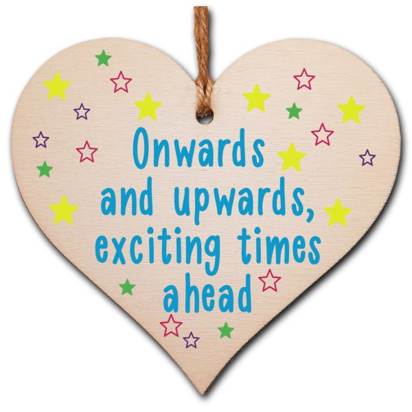 Handmade Wooden Hanging Heart Plaque Gift Exciting Times Ahead Leaving Present Work Colleague Friend Card Alternative For Sale