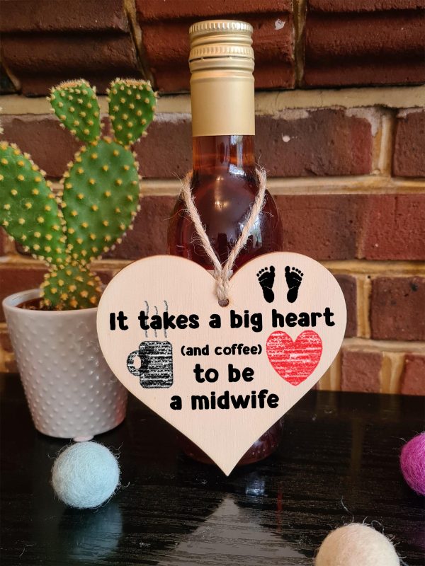 Handmade Wooden Hanging Heart Plaque Gift for a Great Midwife Funny Thank You Keepsake Online Hot Sale