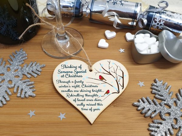 Handmade Wooden Christmas Hanging Heart Plaque Gift Thing of someone special sentimental missing you rememberance lost loved ones tree decoration Fashion