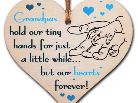 Handmade Wooden Hanging Heart Plaque Gift for Grandpas from Kids Babies Thoughtful Keepsake Supply