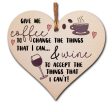 Handmade Wooden Hanging Heart Plaque Gift Give me coffee give me wine to change things novelty window wall hanger gift for wine coffee lovers friends family funny saying For Sale